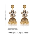 Detailed dimensions of vintage boho Jhumka earrings with white pearls and flower details - Flower (E13624) / Flower Artificial Pearl Gold