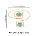 Detailed size specs for retro gold cuff bracelet with turquoise inlay and metal texture - Retro Personality Open Gold Bangle (B3327)