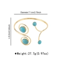 Detailed size chart for vintage geometric arm cuff with turquoise insets on white background - B3328