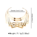 Detail view of multilayer geometric collar necklace with size and weight measurements - Gold