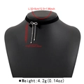 Detail view of black velvet choker with rhinestone bow pendant and size specifications - Black Velvet Alloy Bow Rhinestone Tassel Chain Style (N12686)