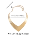 Detail view of gold V-shaped metal choker with dimensions and lobster clasp info - Chevron Pattern Style 1