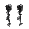 Detalle de pendientes de flores de malla negra con cuentas y borlas hechas a mano - Pendiente Largo Estilo Gótico (E13741) / Negro