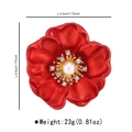Detail view of red rose brooch with dimensions 4.4cm x 4.5cm and weight 23g measurements - Large Flower