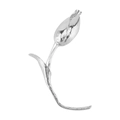 Elegant silver tulip bud brooch with polished metal finish and textured details on white background - Silver