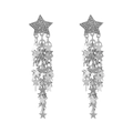 Macro di orecchini a nappa argento con stelle scintillanti e catenelle metalliche pendenti - Stile Nappina Stella a Cascata (E13897) / Argento