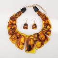 Set di gioielli vintage da 3 pezzi in resina con collana e orecchini effetto tartarugato - Ambra