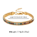 Détail des cristaux ronds colorés sur le bracelet double chaîne avec fermoir homard - Chaîne Tennis Corde Torsadée à Strass Multicolores