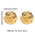 Detailed measurement view of vintage gold hammered irregular geometric earrings - Hammered Round Gold