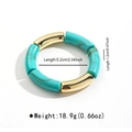 Detailed size chart showing resin bamboo tube bracelet measurements and 18.9g weight - Turquoise Gold Contrast Style (B3454)