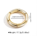 Detailed view of golden bamboo style stretch bracelet with dimensions and weight specs - Gold Metal Texture Bamboo Style (B3455)