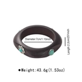 Macro view of vintage square wooden bangle featuring inlaid turquoise and silver accents - B3478