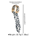 Detail showing dimensions of golden hammered ring with leopard print silk scarf charm - White With Black Leopard Print