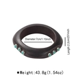 Detail view of vintage wooden bangle with turquoise stones and size measurements - B3479