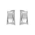 Irregular geometric metallic silver earrings with a modern minimalist mirror finish style - Smooth Depressed Square Silver