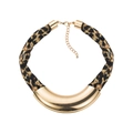 Collier léopard moderne avec tube métallique doré incurvé et fermoir mousqueton réglable - Café