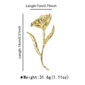 Detailansicht der goldenen Tulpenbrosche mit Maßen 14cm x 7cm und Gewicht von 31,6g - Legierung Tulpenblume (X0381)