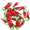 Handmade chili-shaped red glass beads with green stems for DIY jewelry making and crafts - Chili Pepper Shape / Length 20mm Approx 50 Pieces/Pack / Red