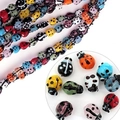 Colorful ladybug glass beads for DIY jewelry making featuring glossy finish and black spots - Ladybug Shape / 9x13mm Approx 20 Pieces Random Colors/Strand