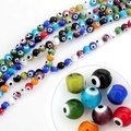 Colorful evil eye glass beads assortment for DIY jewelry making and handmade necklaces - Round Evil Eye / 6MM Mixed Colors Approx 67 Pieces/Strand