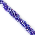 Strang mit 6mm blau-violett galvanisierten Würfelperlen aus Glas für DIY-Schmuck - 8mm (ca. 20 Stück/Packung) / Tiefblau AB