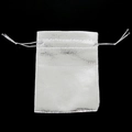 Metallic silver drawstring jewelry pouch with reflective woven texture and secure closure - 7x9cm (10 Pieces/Pack) / Silver