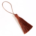 Handmade reddish-brown tassel pendant with long cord and fine silk fringe for DIY crafts - Light Coffee