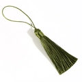 Army green silky decorative tassel with hanging loop for DIY bookmarks and fans - Olive Green