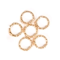 Set of six golden hammer-textured jump rings for DIY jewelry and earring making - 10mm Diameter x 1.5mm Thickness (50 Pieces/Pack) / KC Gold