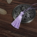 Elegant lavender DIY silk tassel with woven loop displayed on vintage bronze metal - Light Purple
