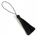 Classic black handmade silk tassel pendant with matching hanging cord for DIY crafts - Black