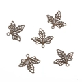 Five vintage copper hollow maple leaf pendants for DIY hairpins and jewelry making - 10 Pieces/Pack (25x23mm) / Antique Bronze