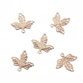 Detailed macro view of five gold hollow maple leaf metal charms for DIY jewelry making - 10 Pieces/Pack (25x23mm) / KC Gold