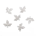Detailed view of silver hollow maple leaf charms for DIY handmade hair jewelry making - 10 Pieces/Pack (25x23mm) / White Gold