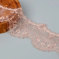 Elegant champagne gold floral eyelash lace trim for DIY garment embroidery and decor - Dusty Pink