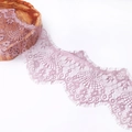 Dusty pink eyelash lace trim with floral embroidery for DIY sewing projects - Violet