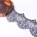 Navy blue floral eyelash lace trim for garment decoration and DIY sewing accessories - Navy Blue