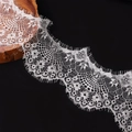 Exquisite white eyelash lace trim with floral embroidery for elegant DIY sewing projects - Beige