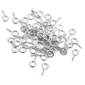 Silberne Augenschrauben aus Metall mit Gewinde für DIY-Schmuck und kleine Haken im Set - Weißgold