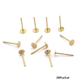 Golden DIY earring studs base pins with flat pads for jewelry making 20pcs set - 4x12mm (20 Pieces/Pack)