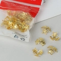 Golden hollow leaf bead caps for DIY earrings and jewelry making in bulk sets - 14MM (3g/Pack Approx 20 Pieces) / Gold