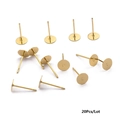 20pcs bulk set of gold plated round flat base ear stud pins for DIY jewelry making - 6x12mm (20 Pieces/Pack)