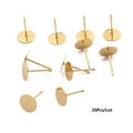 20pcs lot of golden stainless steel flat pad earring posts for DIY jewelry making - 8x12mm (20 Pieces/Pack)