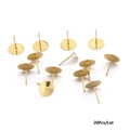 20pcs lot gold plated stainless steel earring post studs with flat round pads - 10x12mm (20 Pcs/Pack)