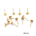DIY gold-plated stainless steel flat pad earring studs for jewelry making, 20 pieces - 5x12mm (20 Pieces/Pack)