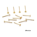 Golden flat pad earring posts for DIY jewelry making, set of 20 pieces per lot - 3x12mm (20 Pieces/Pack)