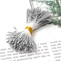 Pistils de fleurs artificielles argentés avec paillettes pour travaux manuels DIY - Longues Étamines de Fleurs Sucre Givré / 1mm (Longueur 60mm) 90 Pièces/Paquet / Argent