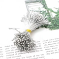 Pistils de fleurs artificielles argentées pour loisirs créatifs et fleurs DIY - Pistil de Fleur Tête Ronde Mate / 2mm (Longueur 60mm) 144 Pièces/Paquet / Argent