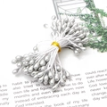 Pistils de fleurs nacrés argentés à double tête pour accessoires de fleurs DIY - Étamines de Fleurs à Grande Tête / 5mm (Longueur 60mm) 60 Pièces/Paquet / Argent
