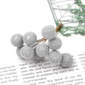 Tiges de baies argentées pailletées pour accessoires DIY avec fini métallique brillant - Baie Simple Face / 14mm (Longueur 65mm) 10 Pièces/Paquet / Argent